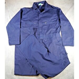 Key Coveralls Mens 38x29 Blue Long Sleeve Full Zip Workwear Utility Pockets